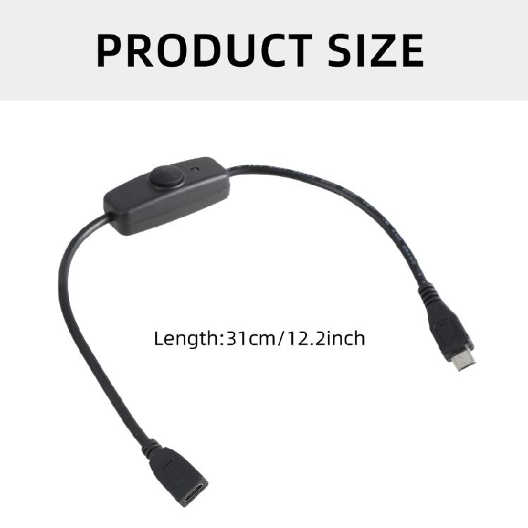 USB 2.0 To Small USB Extension Cord with Power Control Button for Efficient Charging of Smartphones and Tablets