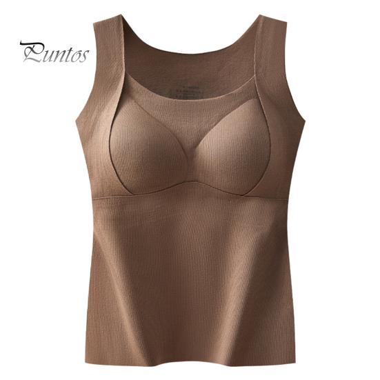 Vestă de fund Forma de cupă 3D Căldură Confortabilă cu autoîncălzire Top termic căptușit fără sudură Toamnă iarnă Vestă de bază