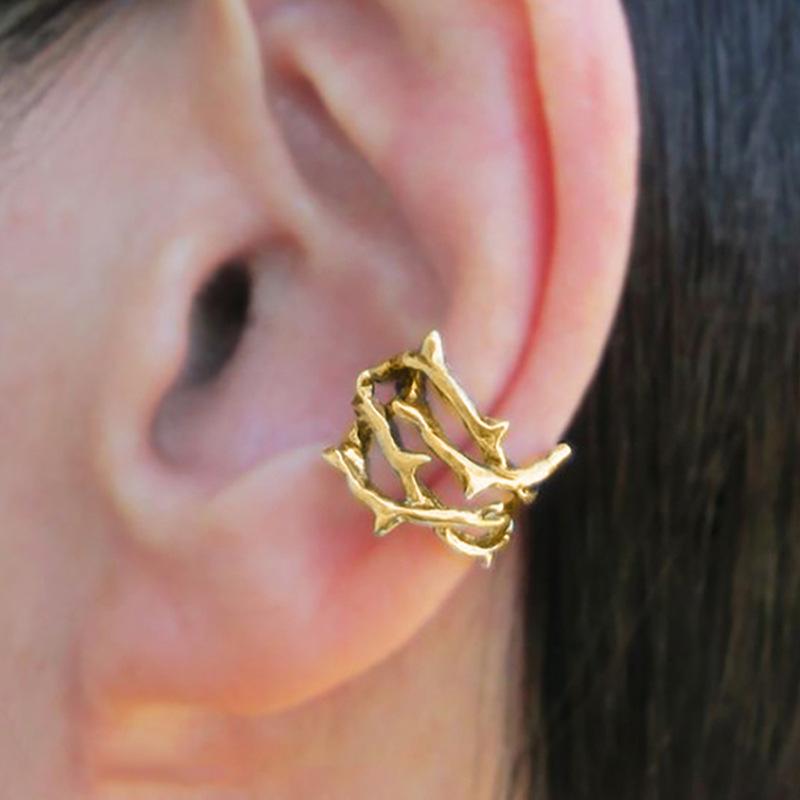 Cold Wind Hollow Thorn Ear Clip Ring, Punk Style Cover Decoration, Unique Jewelry Without Ear Piercings