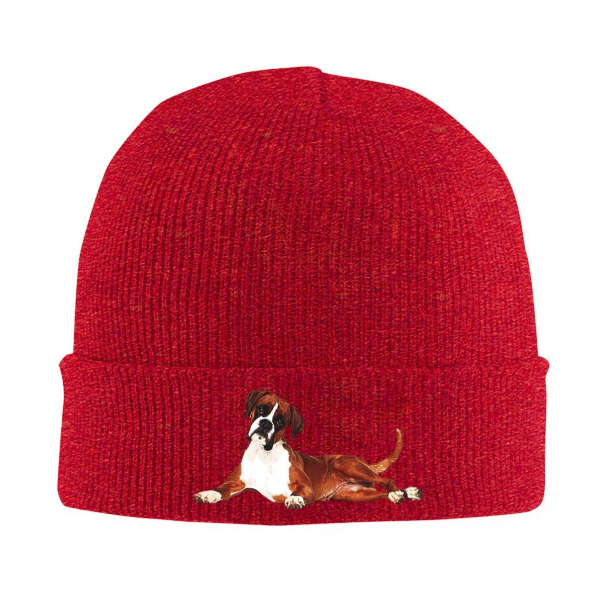 

Adorable Boxer Dog Warm Knitted Cap Fashion Bonnet Hat Autumn Winter Outdoor Beanies Hats for Unisex Adult One Size