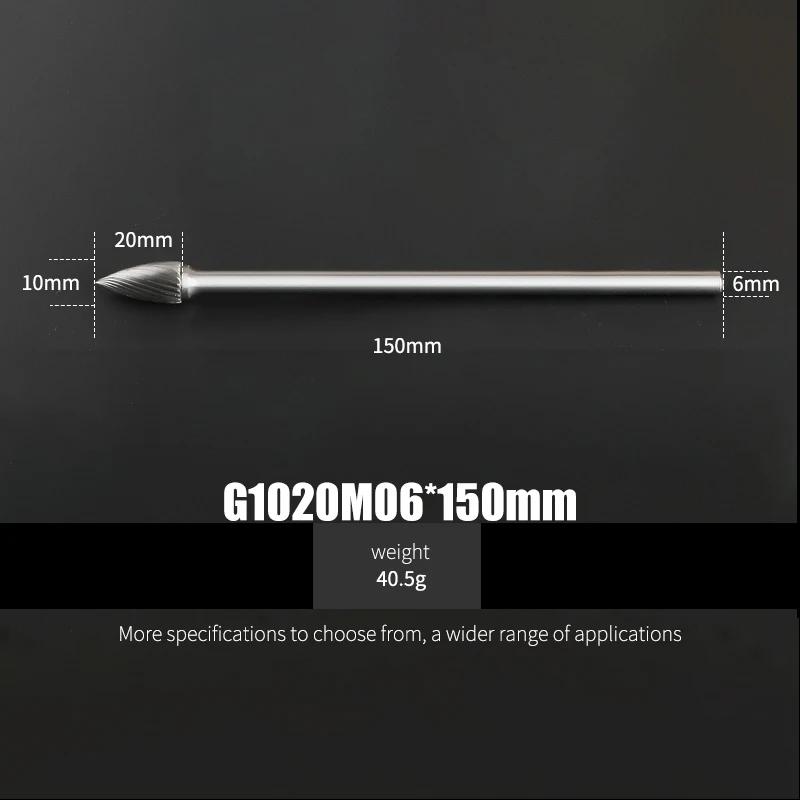 150mm Length 1Pcs Tungsten Carbide Rotary Files Cylindrical Round Sharp Type 6mm 8mm 10mm Woodworking Metal Milling Cutter