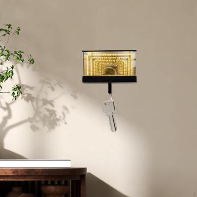 Porte-clés de voiture tunnel Support de clés de garage Cintre avec lumière Mur décoratif polyvalent à dos adhésif