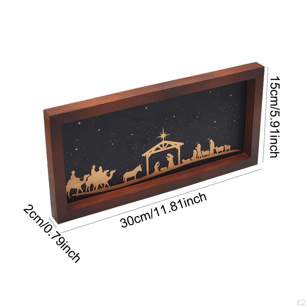 Christmas Sign Nativity Scene Table Decoration Rustic Traditional for Farmhouse Tabletop Religious