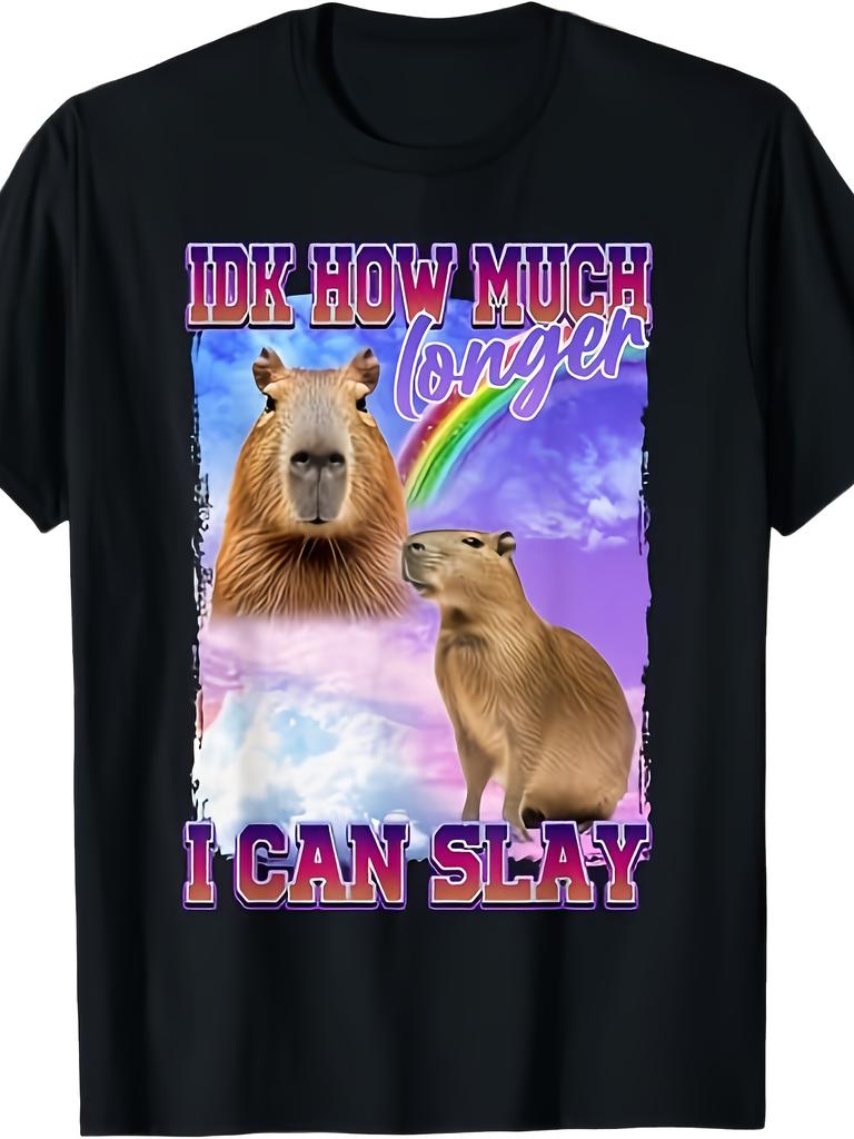 Unisex T-shirt I Don'T Know How Long This Capybara Humor Can Last. Gifts for Friends, Breathable Casual Fashion Qui