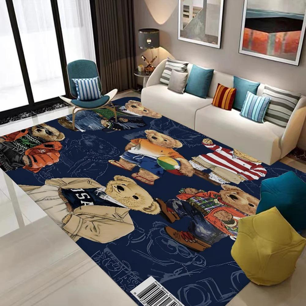 Cute Teddy Bear Happy Floor Mat Bathroom Mat Kids Room Bedroom Decoration Balcony Anti-Slip Doormat Living Room Welcome Rug INS