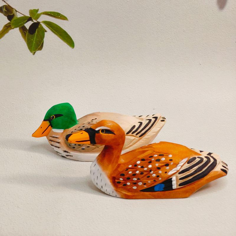 Wooden Duck Carving Gift For Kids And Friends Handmade Ecofriendly Home Decor