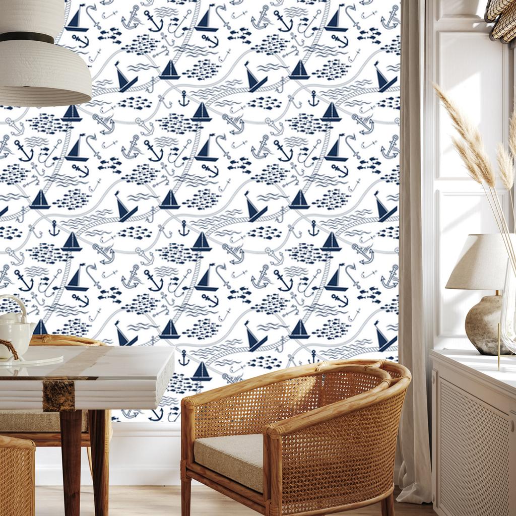 Boats wallpaper for living room and bedroom 50x1000
