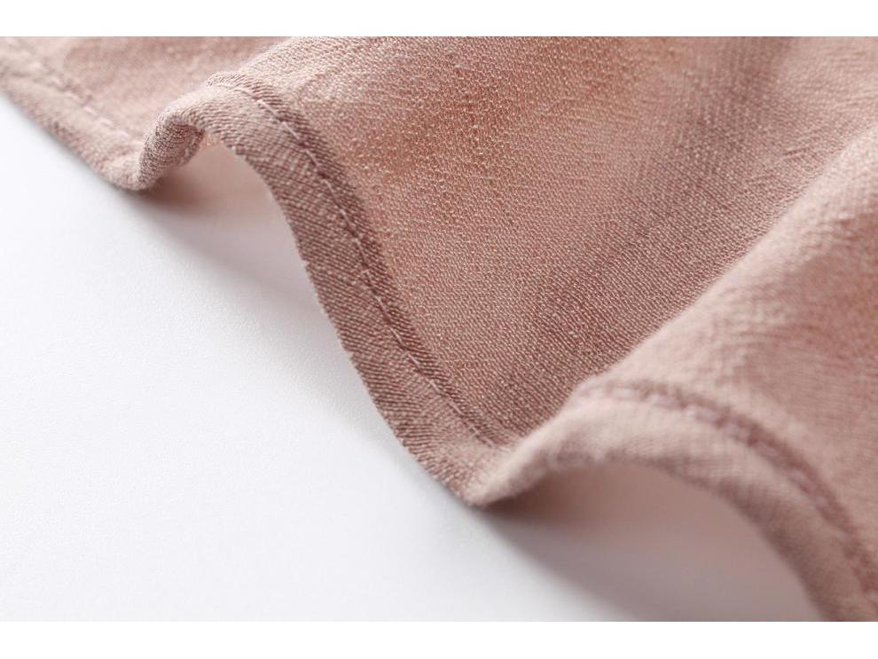Women's Summer Cotton Linen Short-Sleeved Two-Piece Set: Grandma Mom Pajama Top and Pants.