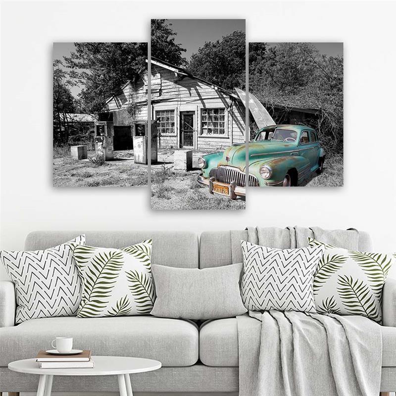 Třídílný obraz na plátně Staré retro auto