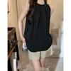 Women's New Summer Style Light Blue Halterneck Off-shoulder Sleeveless Vest Loose Casual Top