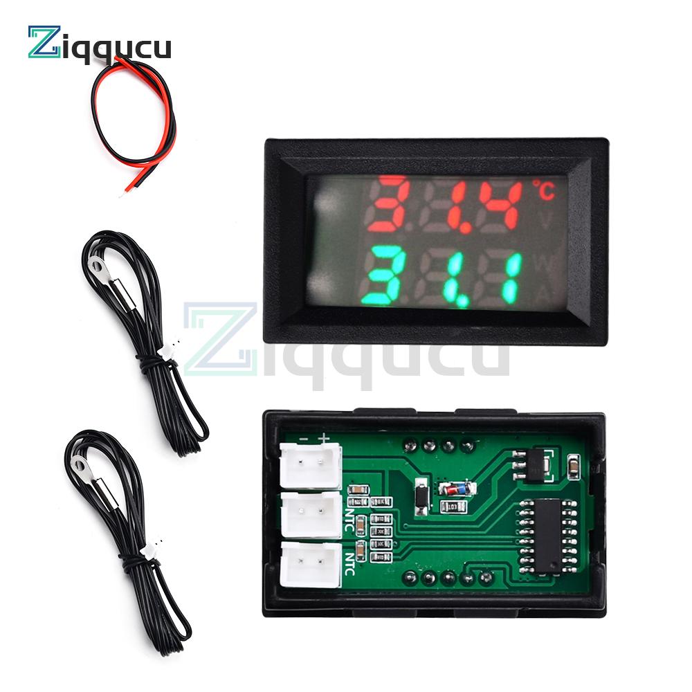 DC4-30V DC LED Display Dual Digital Temperature Red Blue Green Digital Temperature Sensor With NTC 10K 3950 Probe Cable