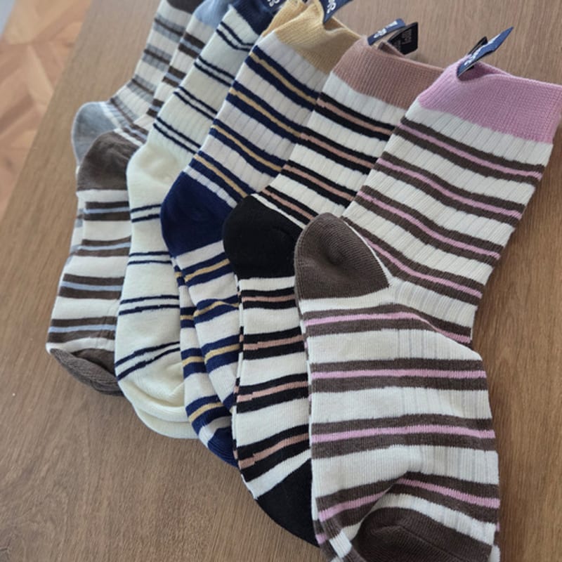 slowlolli Stripe flow socks_5 Colors