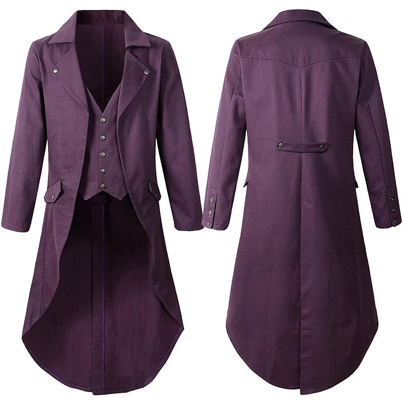 Gothic Medieval Steampunk Coat Trench Vampire Magician Men's Steampunk Halloween