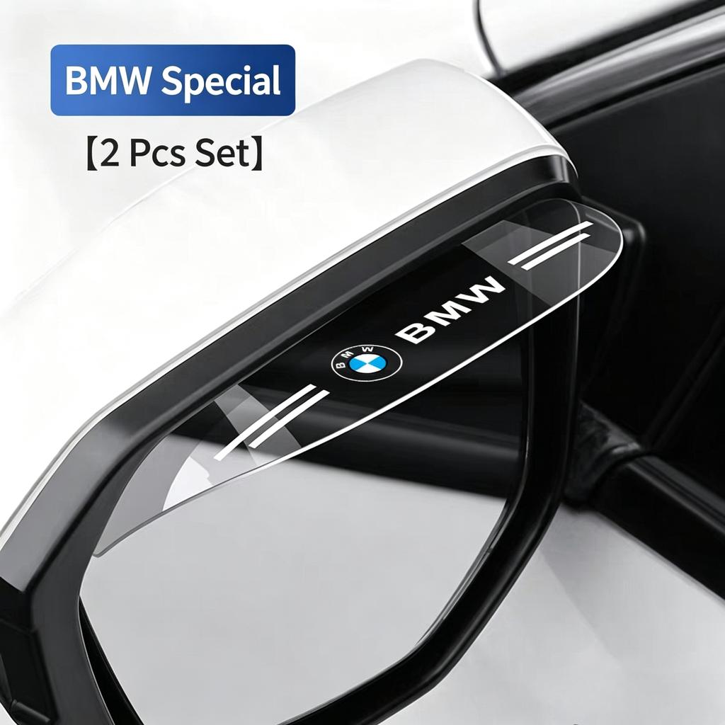 2Pcs Clear & Carbon Fiber Car Rearview Mirror Rain Eyebrow Sun Visor Anti Fog Waterproof Shield Universal Fit All BMW Series Aut EV2