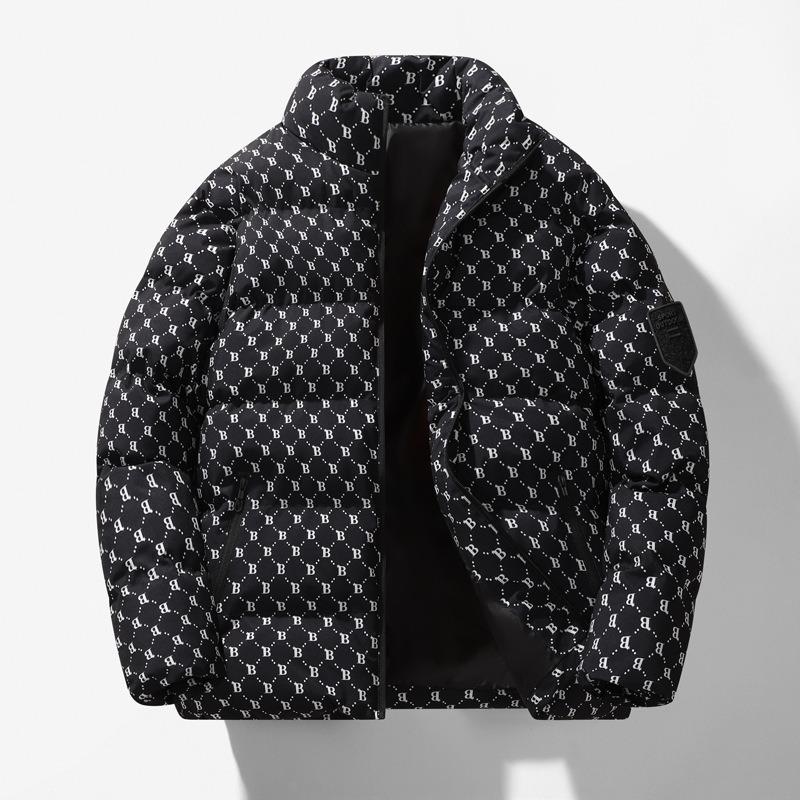 Padded Clothes Men's Autumn and Winter New Trend Letter Cotton Clothes Thickened Warm Stand-up Collar Jacket Men's Bread Clothes