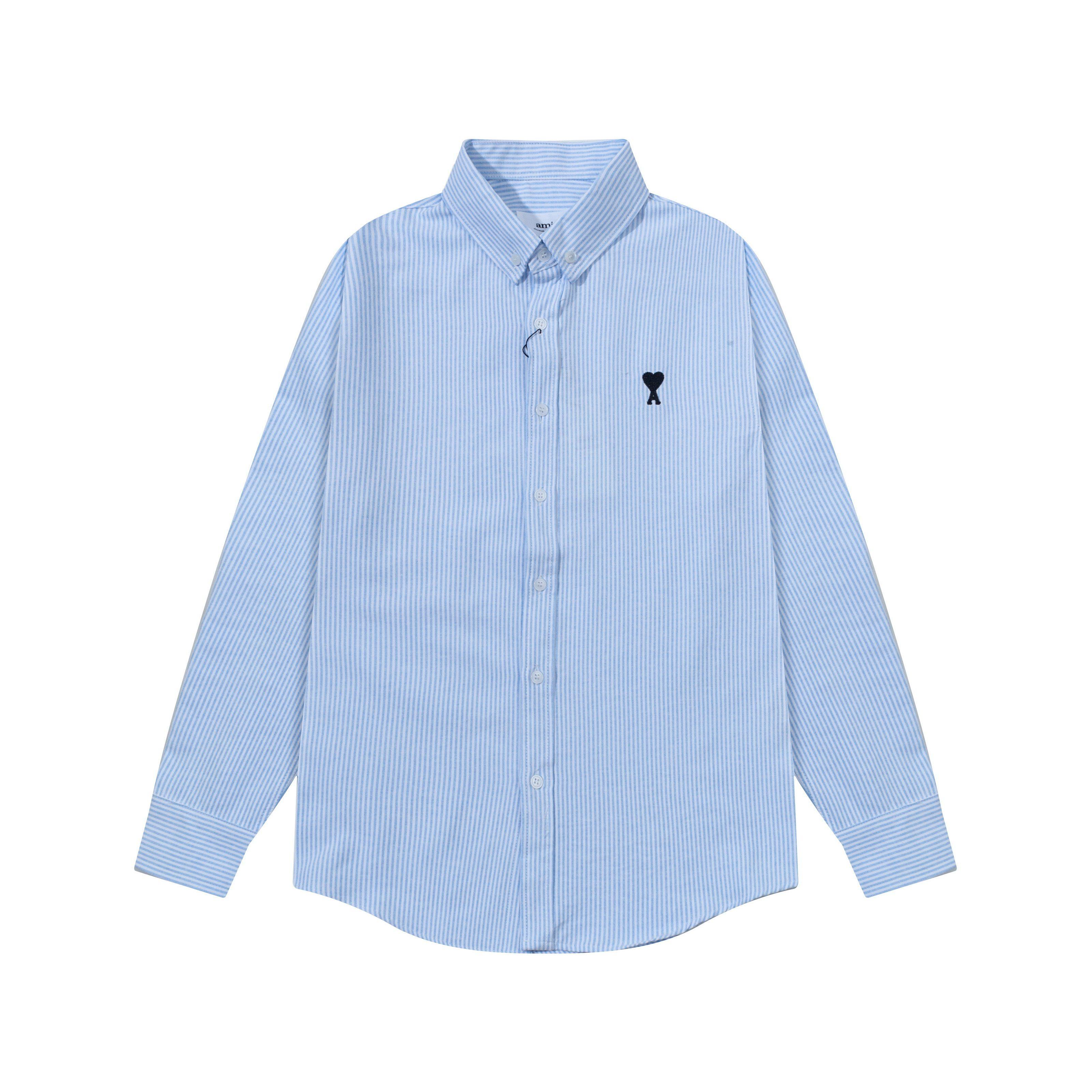 

2218 AMI Осенняя Новинка Нагрудный Карман Классическая Черная Вышитая Мелкая Клетка Повседневная Хлопковая Однотонная Рубашка с Длинным Рукавом XL