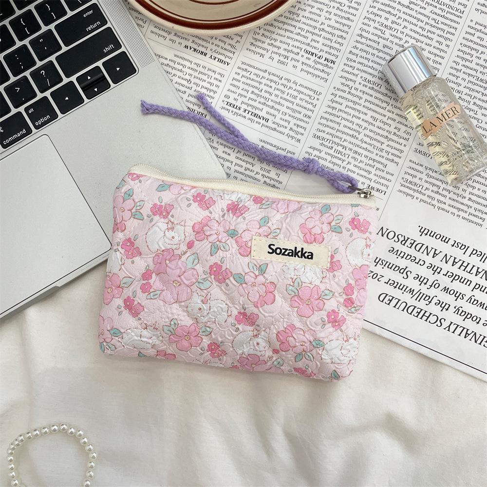Floral Quilted Cotton Sanitary Napkin & Coin Storage Bag - Large Capacity, Soft, Cute Design