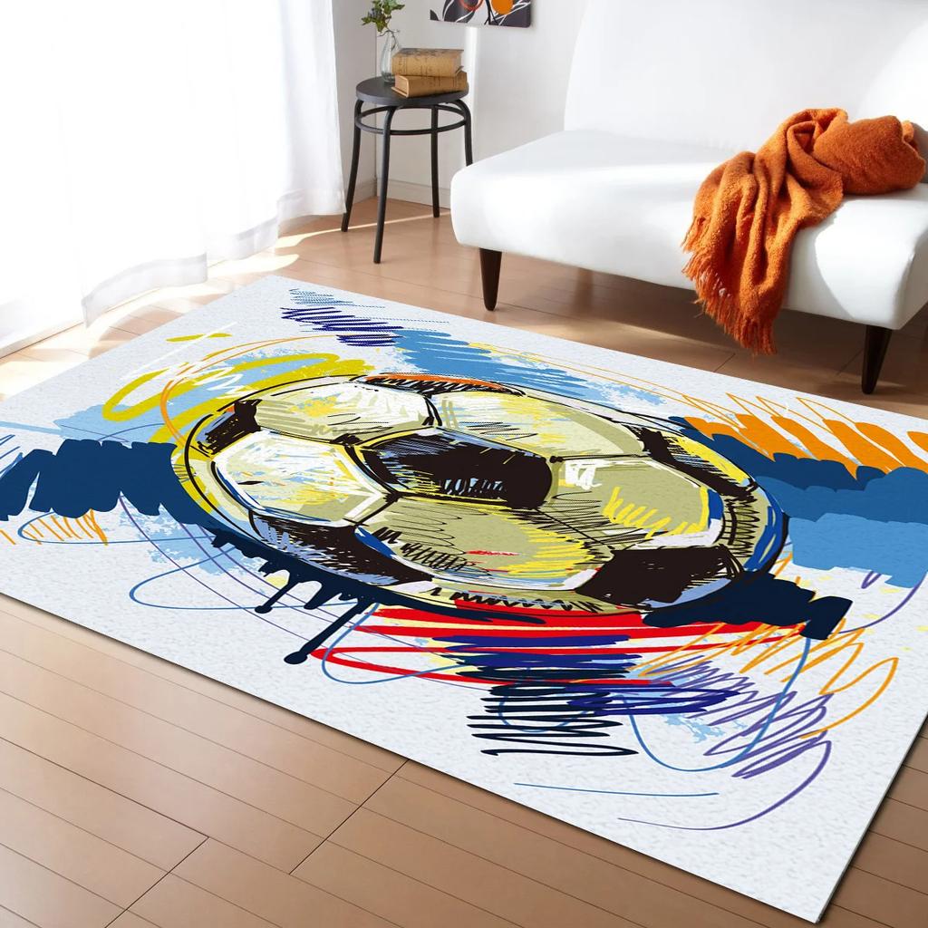 Football Carpet Ball Game Area Rug for Kids Boys Teens Playroom Soccer Doormat Sport Theme Indoor Floor Mat For Living Room Sofa