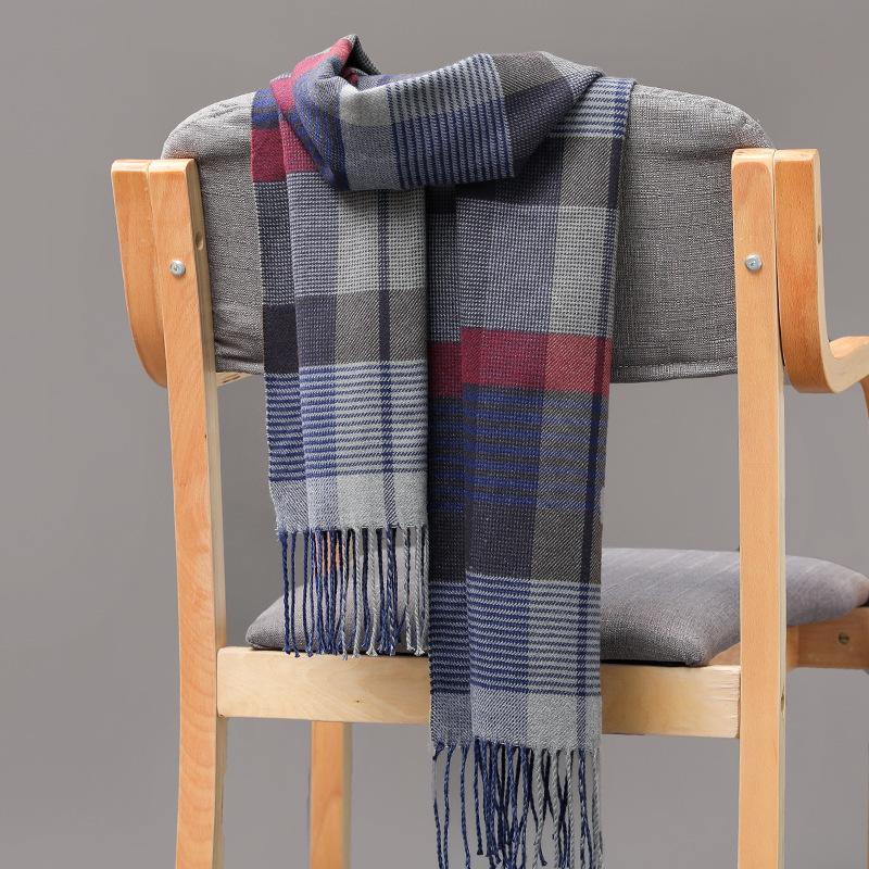 Autumn And Winter Men'S Plaid Scarf British Plaid Imitation Cashmere Tassel Couple Parent-Child Men'S Scarf