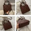 Large Capacity Women's Bag Diamd-shaped Grid Square Leather Shoulder Bag For Women Simple Retro Tote Bag Shopping Bag
