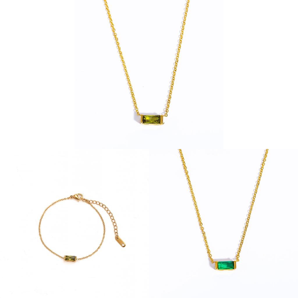 Titanium Steel Birthstone Pendant Necklace For Women Men With Geometric Design