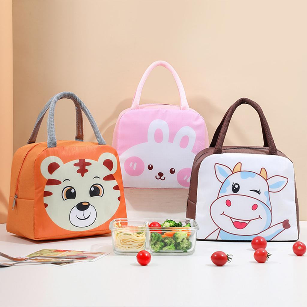 Lunch Bag Cute Cartoon Animal Pattern Waterproof Large Capacity Portable Thermal Insulation Lunch Box Bag for Women Men