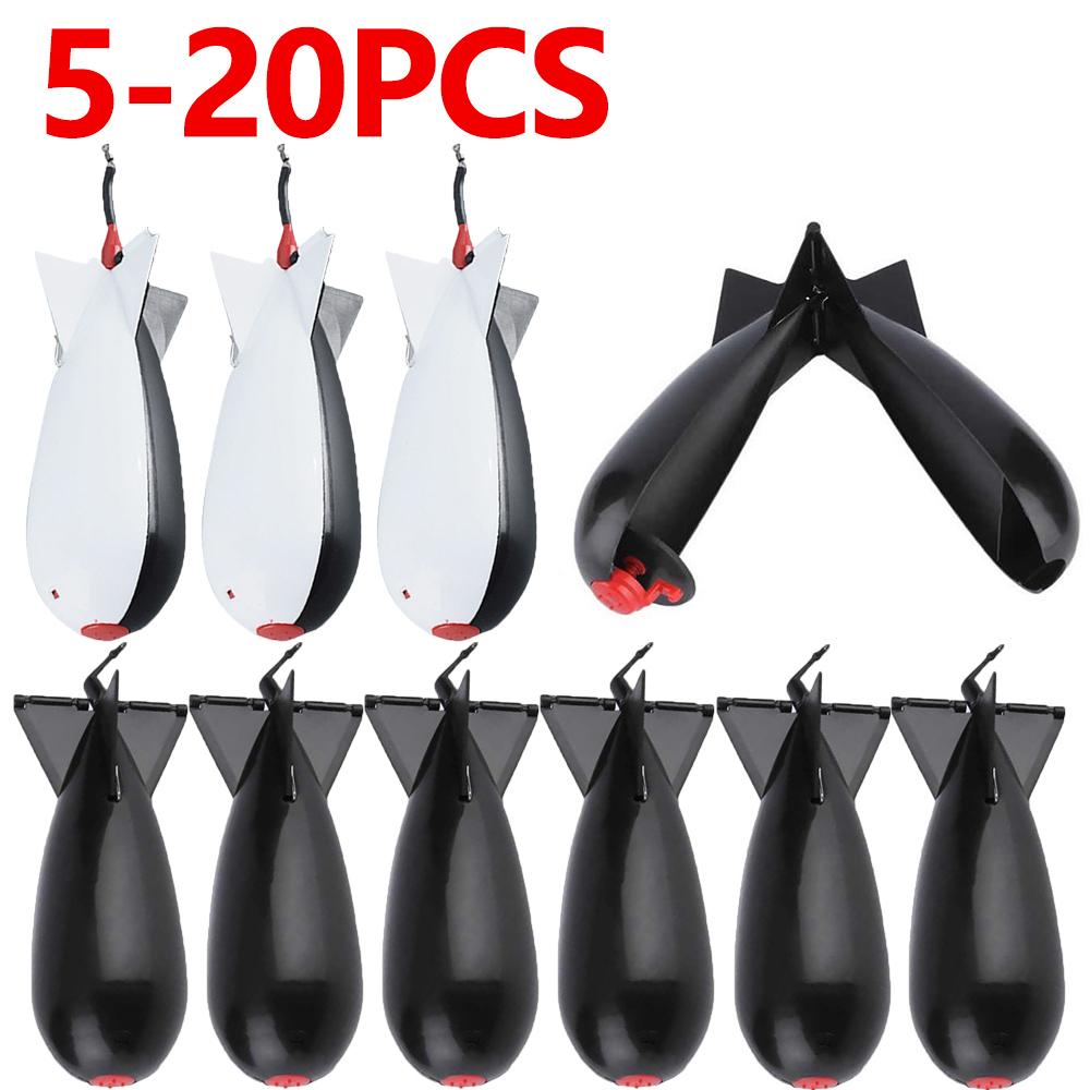 5-20pcs Carp Fishing Rocket Feeder 14.5cm/19cm Spod Bomb Float Lure Bait Holder Pellet Rocket Feeder Pellet Fishing Accessories