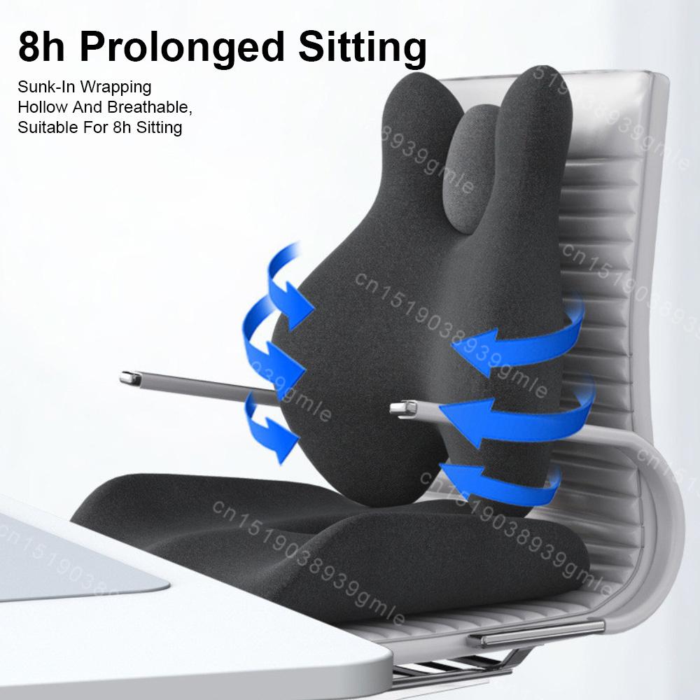 Memory Foam Electric Massage Waist Pad Office Backrest Hot Compress Relieve Soreness Waist Protection Integrated Lumbar Support
