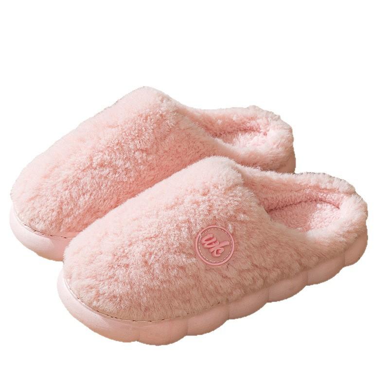 Plush cotton slippers women's autumn and winter 2025 new indoor home non-slip thick bottom warm men's cotton slippers