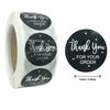 Black Label Stickers Foil Thank You Stickers 1'' 500pcs Taste Business Order Home Hand Made Labels Wedding Envelope Seals