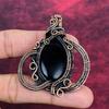 Black Onyx Gemstone Pendant Handmade Unique Jewelry Copper Wire Wrapped Pendant