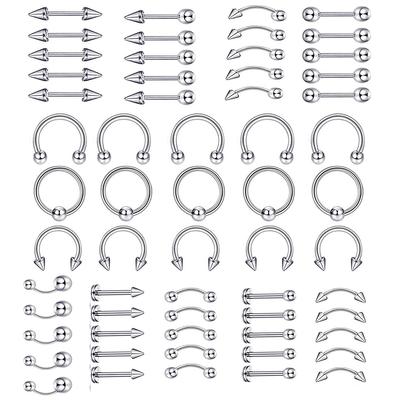 60 Puncture Jewelry Set Combination Tattoos ,Puncture ,Mixed Set Stainless Steel Lip Nail Nail Nose Nose
