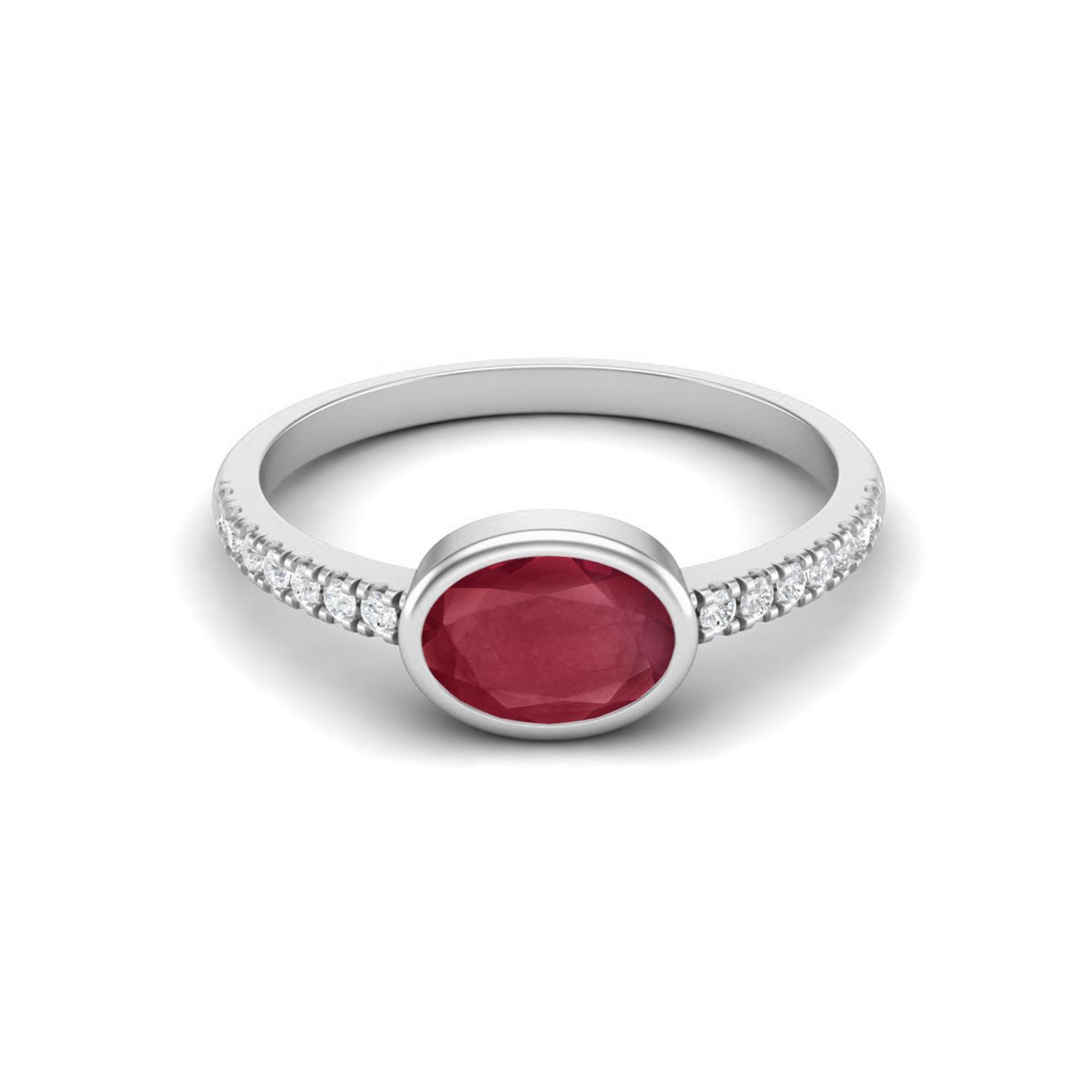 7X5 MM Oval Shape Ruby 925 Sterling Silver July Birthstone Solitaire Proposal Ring 6