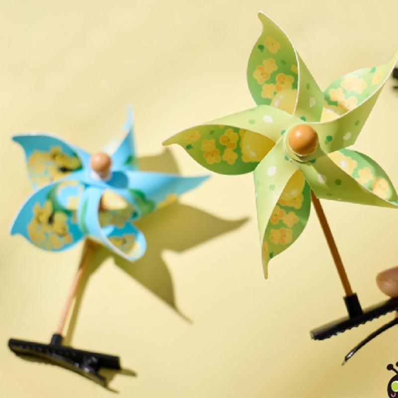DIY Crafting Windmill Hair Clip Easy To Assemble Creative Hairpin Plastic Alloy Hairpieces Fashion Hair Accessories
