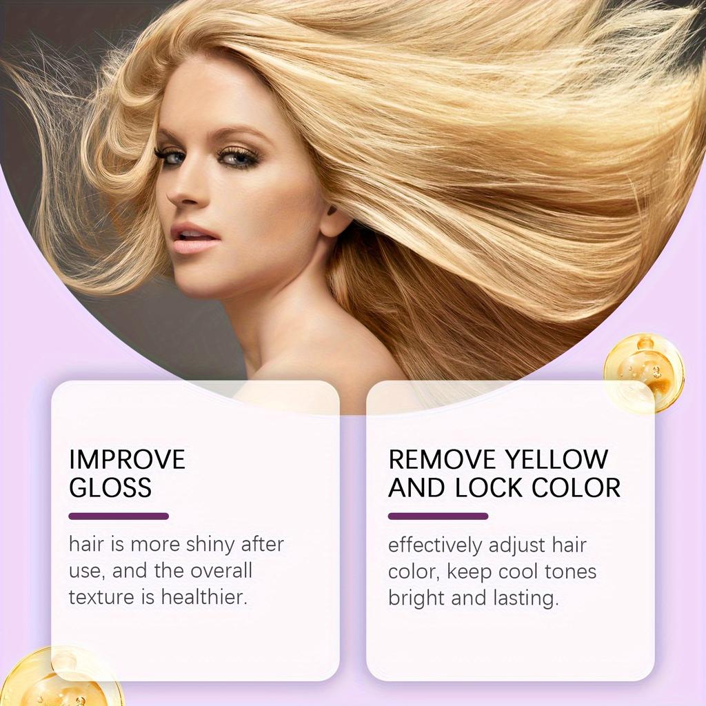 Dry Damaged Hair Treatment  Purple Shampoo & Hair Mask Set Enhance Hair Resilience Anti Frizz Reduce Breakage Total Repair Hair Mask