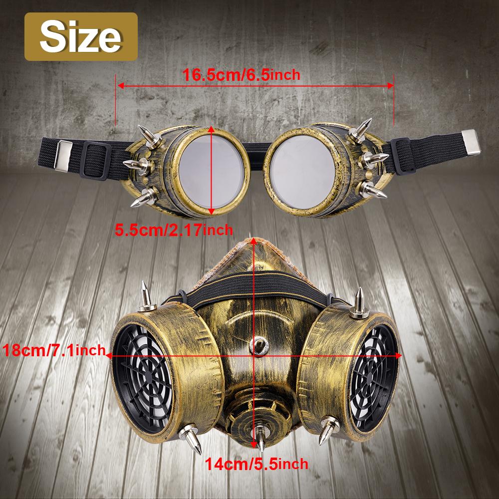 Goggles Easter Mask Halloween Steampunk Fashion Retro Rivets Gas  Cosplay Prop Carnival Party Respirator Gothic Anti-Fog Masks
