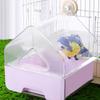 Clear Bird Bath for Cage with Large Space for Parrots and Quakers Easy To Install Bottom Drawer Hanging Bird Bathtub Box
