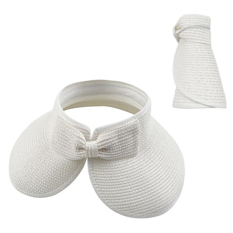 Sun Straw Summer Hat With Bow Decoration And Foldable Design For Outdoor Daily