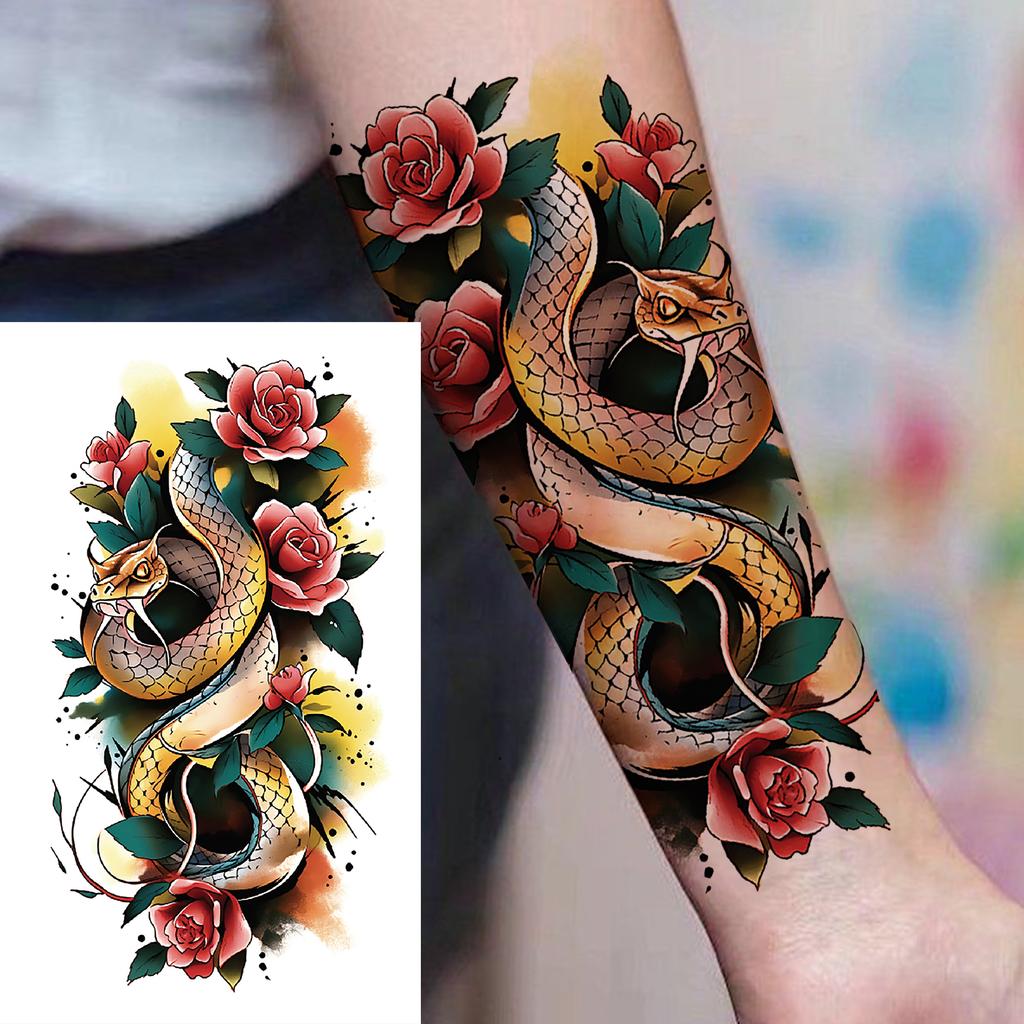 1 Sheet 3D Flower Temporary Tattoos Sleeve For Women Girls Watercolor Peony Rose Sexy Tattoo Sticker Water Transfer Transferable