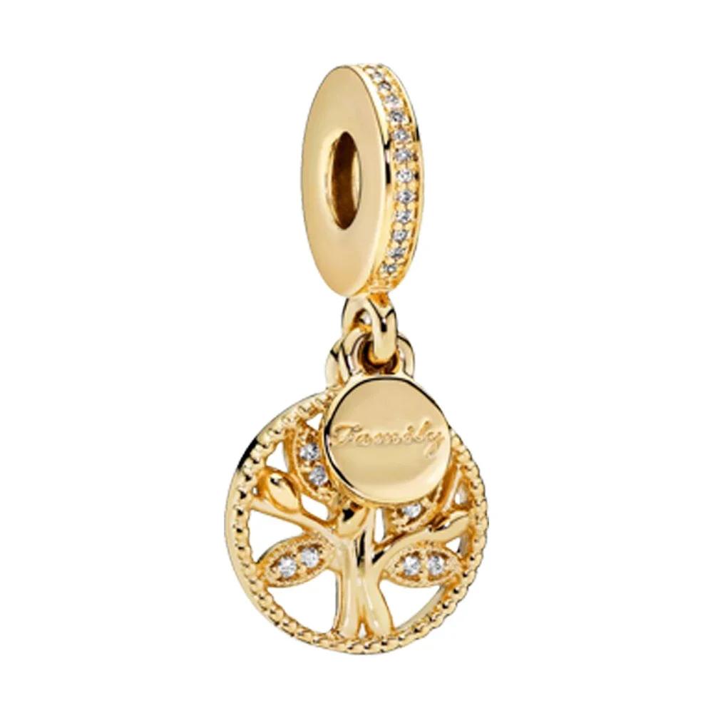 

925 Silver Gold Plated Leaf Bee Love Pyramid Charm DIY Bracelet Women Fine Jewelry Making Gift