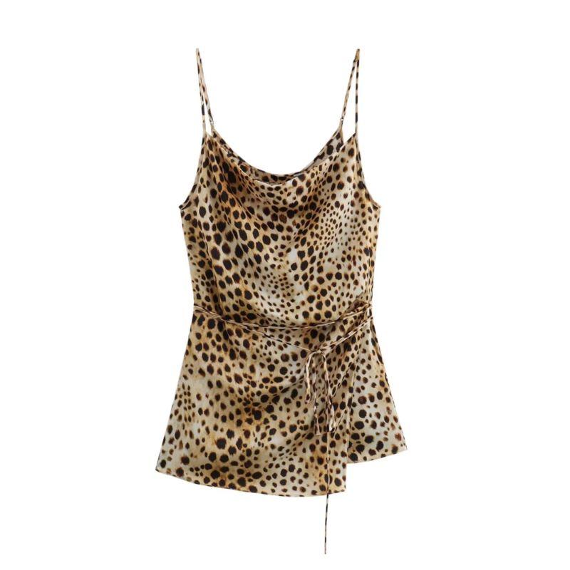 Fashion Style 2024 Autumn New Women's Leopard Print Print Sling Tops High Waist Pants 8081013