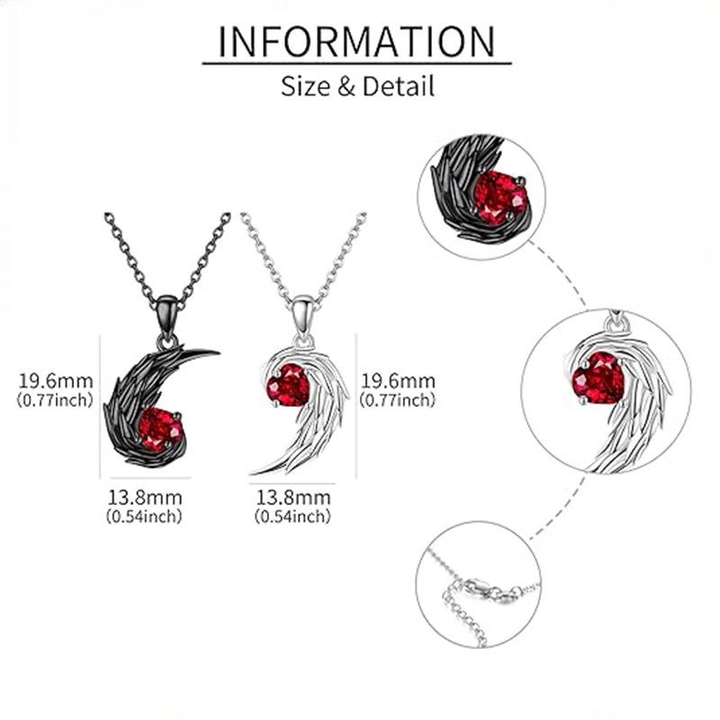 2Pcs Red Rhinestone Angle Feather Pendant Couple Necklace Set Valentine'S Day Gifts For Women Men Jewelry Accessories
