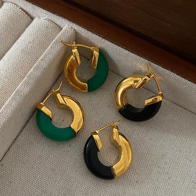 Agata Nera Giunzione Cerchio Design di Nicchia Fibbie per Orecchini di Alta Gamma Leggero Lusso Versatile Retrò