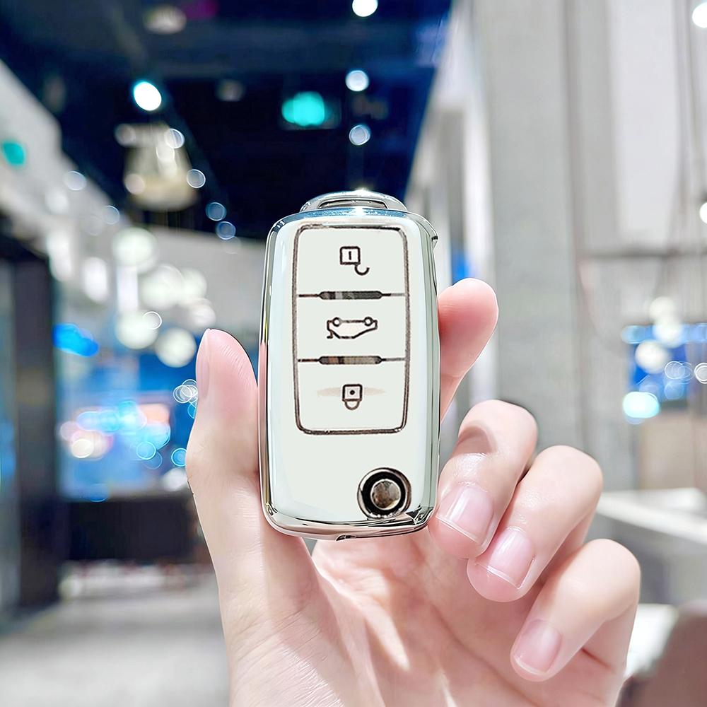 3 Buttons TPU Remote Flip Folding Car Key Shell for VW for Volkswagen MK4 Bora Golf 4 5 6 Passat Polo Bora Touran