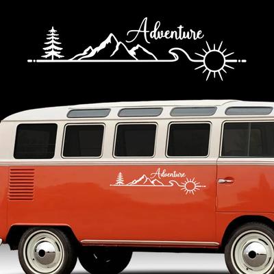 Aventure Montagne Forêt Soleil Dessin Animé Autocollants Vinyle pour Voitures Camping-cars Fourgonnettes Véhicules Carrosserie Auto Décoration DIY Accessoires