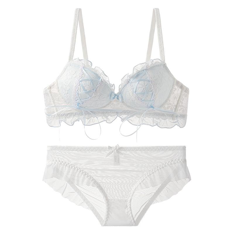 Japanese Lolita Princess Wind Strap Design Girl Desire Lace Underwear Small Breasts Gather Bra Women's Bra Set