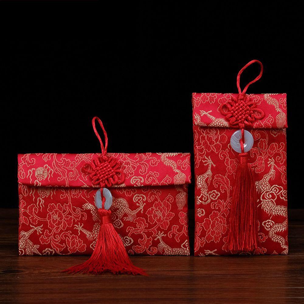 1pcs Brocade Cloth Spring Festival 2025 New Year Party Gift Chinese Wedding Money Bags HongBao Red Packets Red Envelope