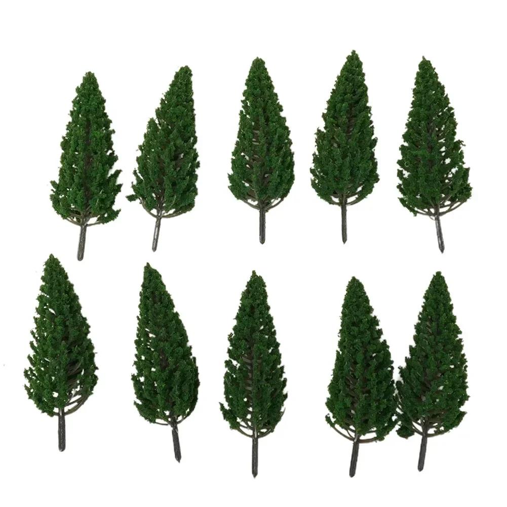10pcs Model Pine Trees Green For Scale Railway Layout 11cm SL-16059 Dark Green Sand Table Model Tree Scenery DIY For Home Decor