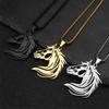 Hohle Pferdekopf-Halskette für Damen Herren Edelstahl Gold Zinklegierung Farbe Punk Tier Mann Kette Zirkon Geschenke