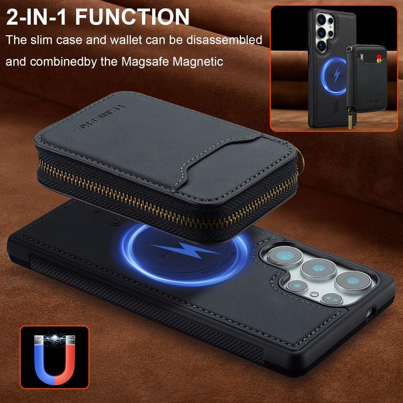 Leather Magsafe Detachable Phone Case for Samsung Galaxy S26 S25 Edge S24 Ultra S23 S22 Plus S21 S20 FE A17 A37 A57 Wallet Cover